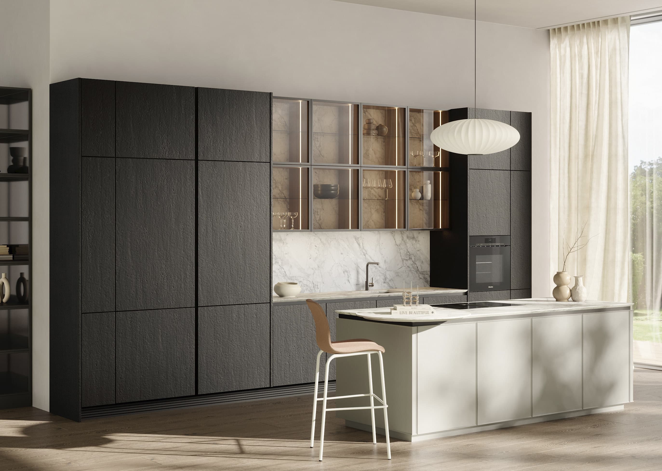Hacker systemat AV 6084 textured oak veneer kitchen