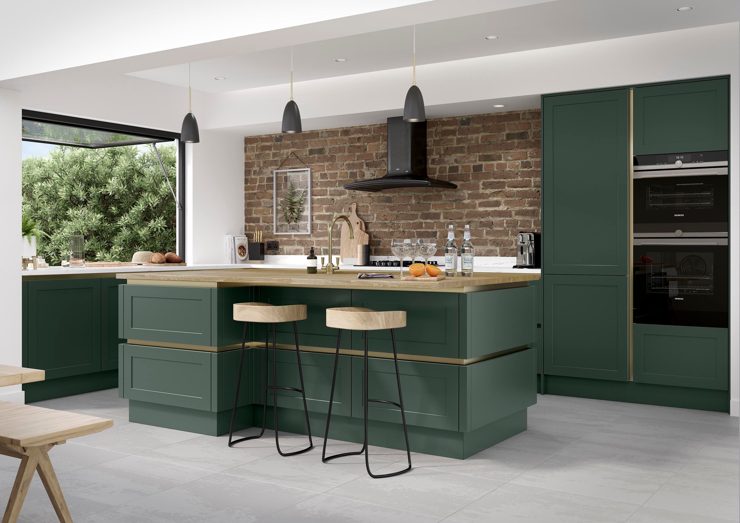 Clifden Handleless kitchen Heritage Green