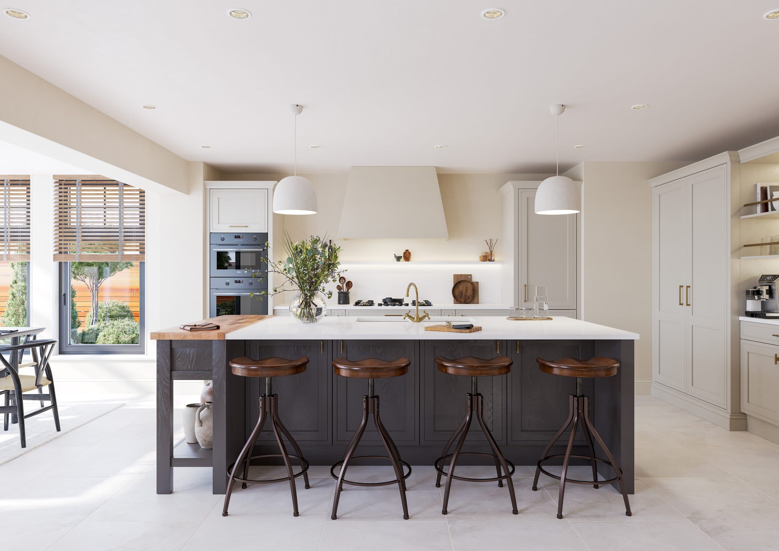 Mornington Vale in-frame effect kitchen in Putty and Carbon