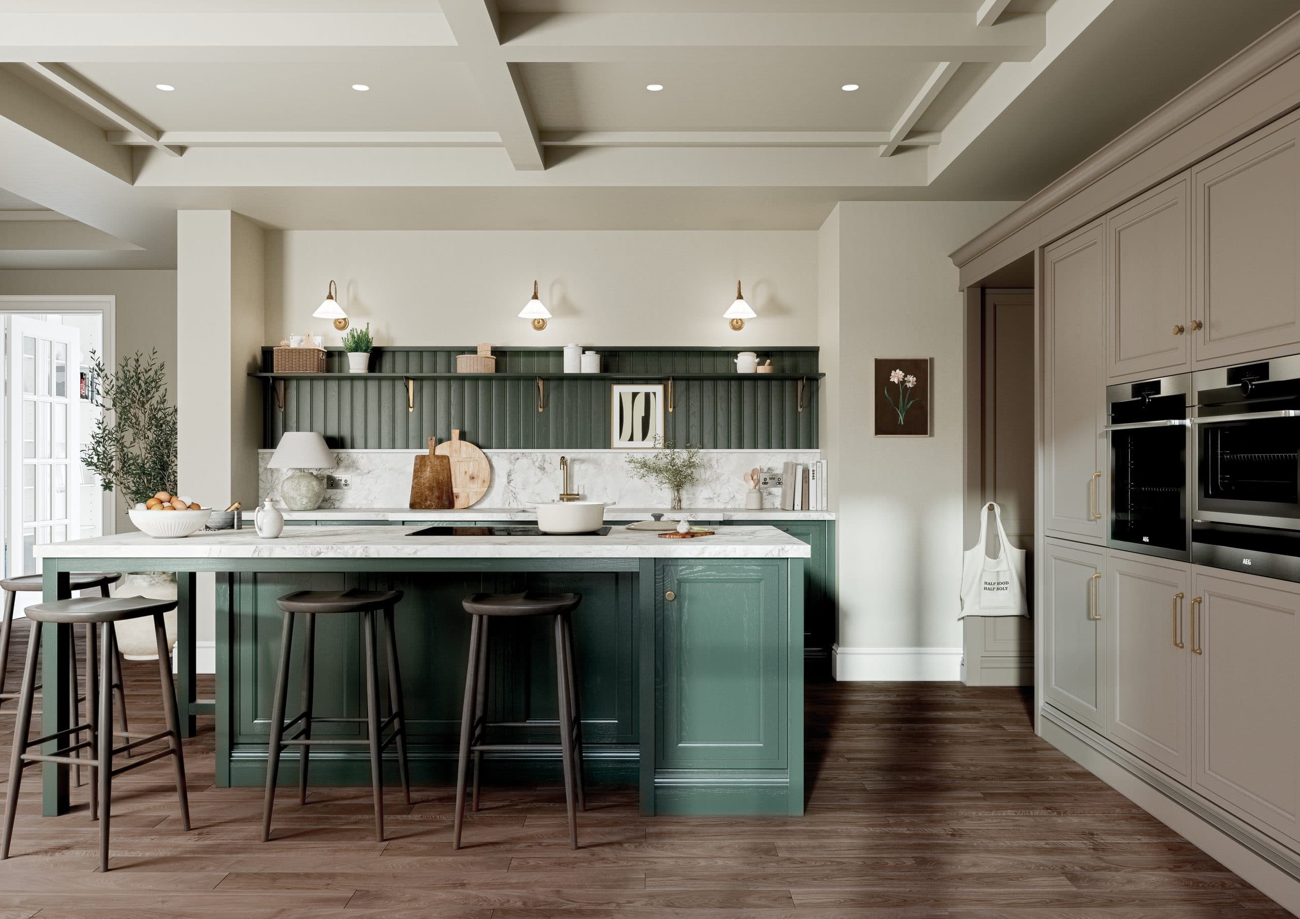 Mornington Beaded Vale kitchen in Copse Green and Fawn