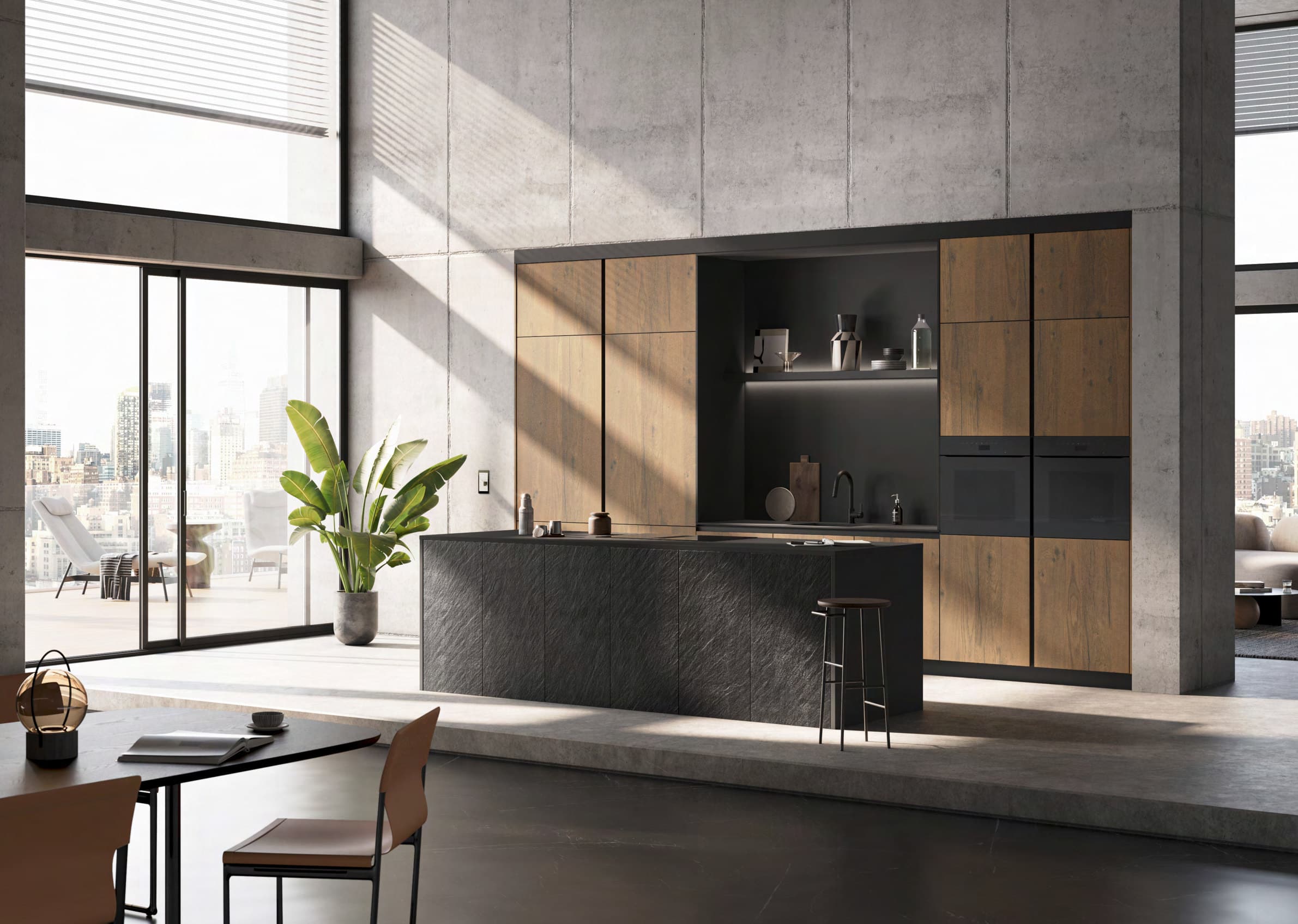 Hacker systemat AV 6082 vertical grain veneer kitchen