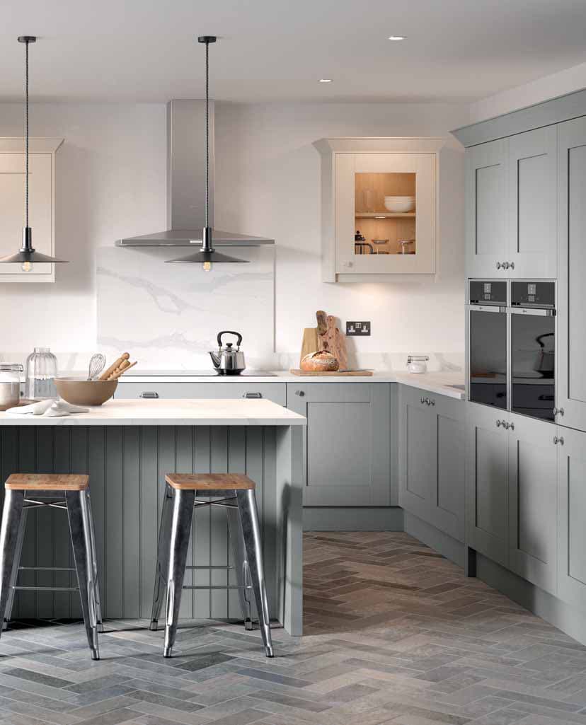 Milbourne painted woodgrain shaker kitchen by Second Nature