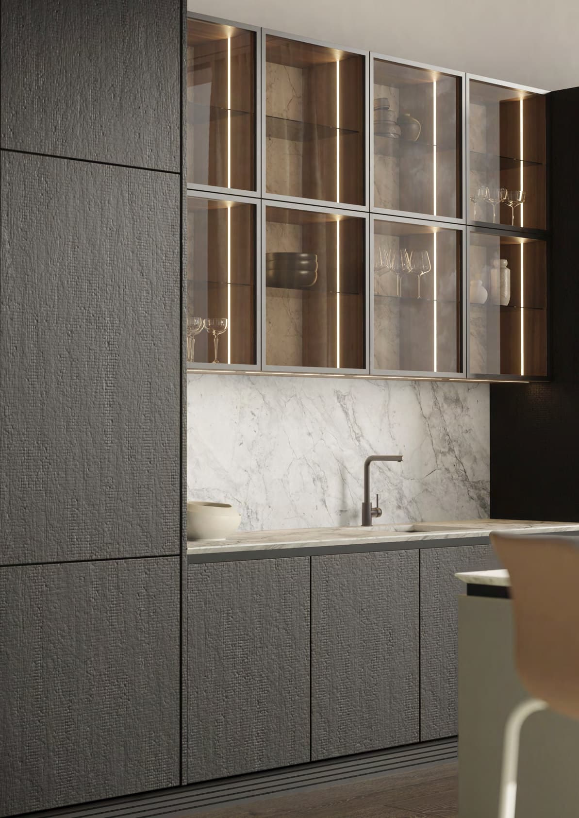 Hacker systemat AV 6084 textured oak veneer kitchen