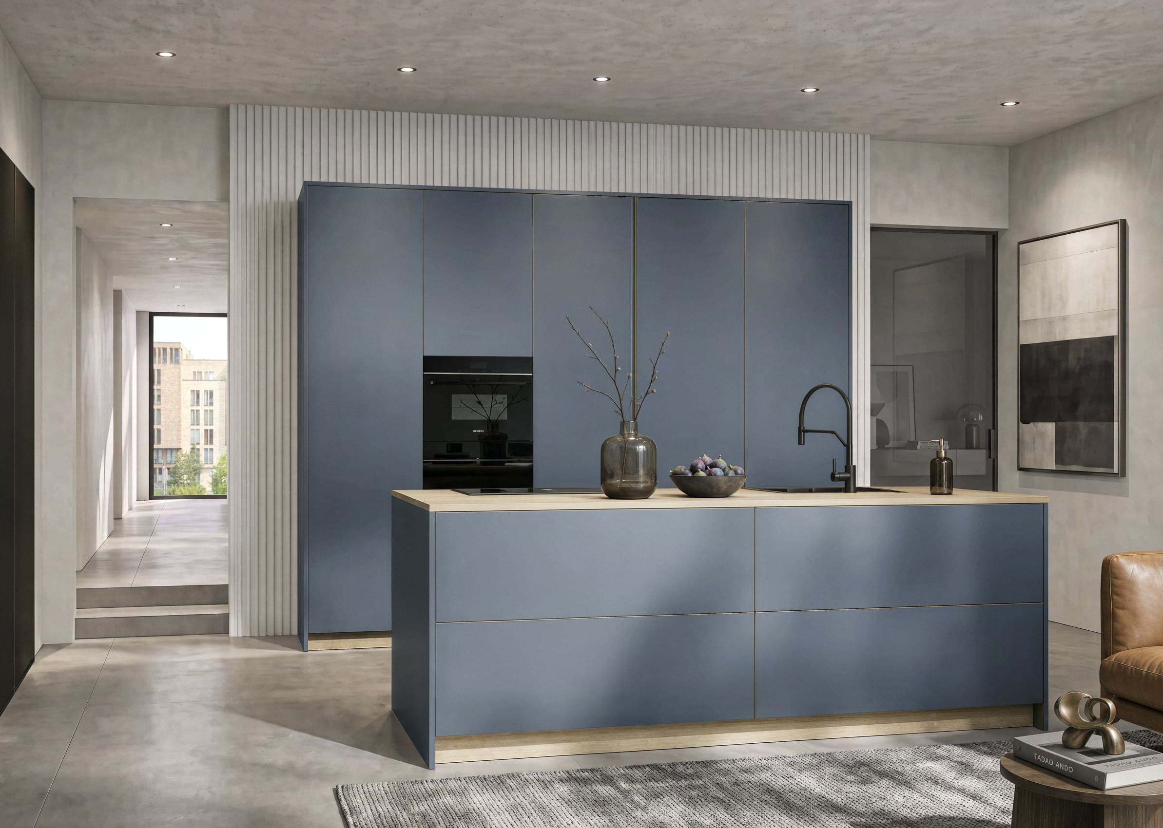 Hacker systemat AV 7080 linoleum kitchen with oak edging